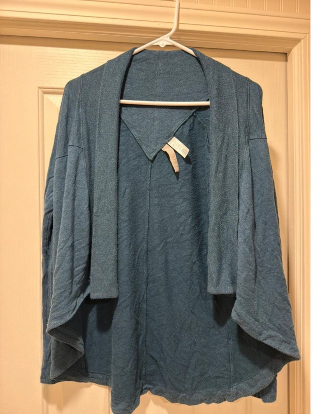 Athleta Blue Open Front Draped Cardigan Sweater